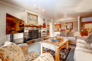 Park Station 236 has comfortable furnishings, wood burning fireplace, and flat screen TV.