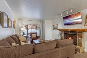 Park Station 216 has a flat screen TV and wood burning fireplace.