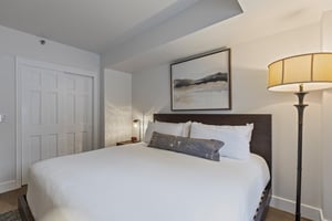 The main suite offers a kingsize bed and wellappointed furniture.