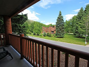 Private patio boasts beautiful summer views