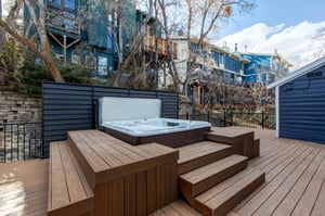 Soak your worries away in this common area hot tub at your very own Blue Church Lodge vacation rental in Historic Downtown, Park City.