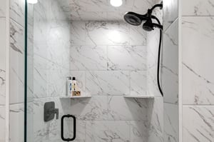 The walkin shower with European glass door.