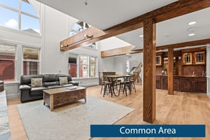 The Blue Church Lodge has a spacious common area to gather with your group and then retreat to your own private vacation rental.