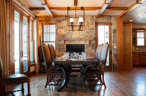 Dining room complete with a fireplace