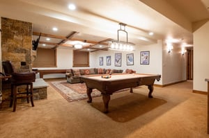 Billiards table on the lower level