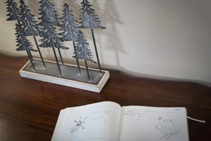 Fun guest book for the visitors to sign, cute ski sketches were drawn by a previous guest
