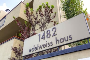 Edelweiss Haus property sign at 1482 Empire Avenue in Park City, Utah.
