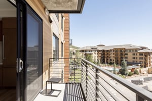 Private patio overlooking the resort plaza.
