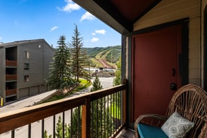 Snowcrest 302 has a private balcony that overlooks Park City Mountain Resort.