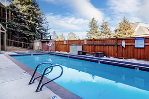 The heated pool at Snowcrest Condominiums.