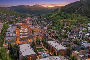 Park Station and Main Street at dusk