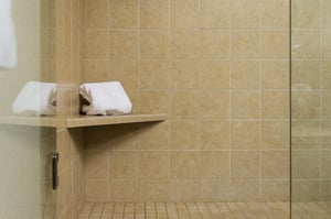 Shower in the main bathroom
