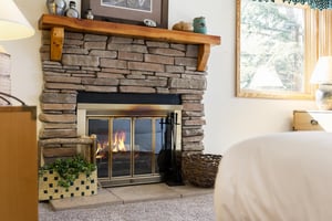Gas fireplace in the main bedroom