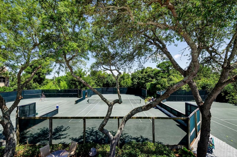 Tennis through the trees