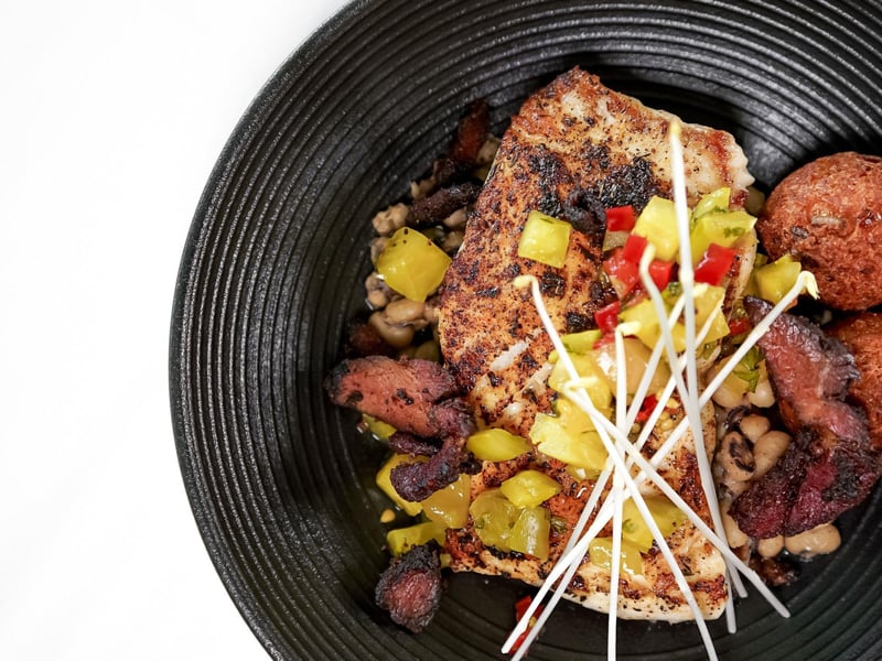 Smoked duck with jambalaya risotto