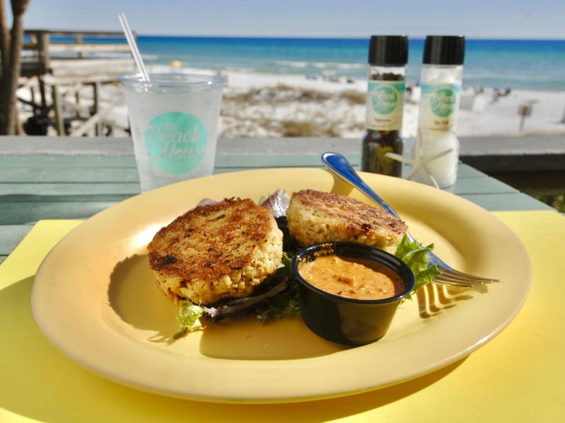 Fresh crab cakes at The Beach House in Destin, Florida