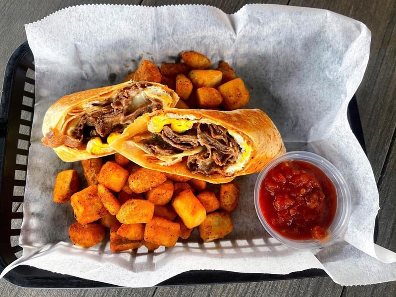 The cheesesteak breakfast burrito