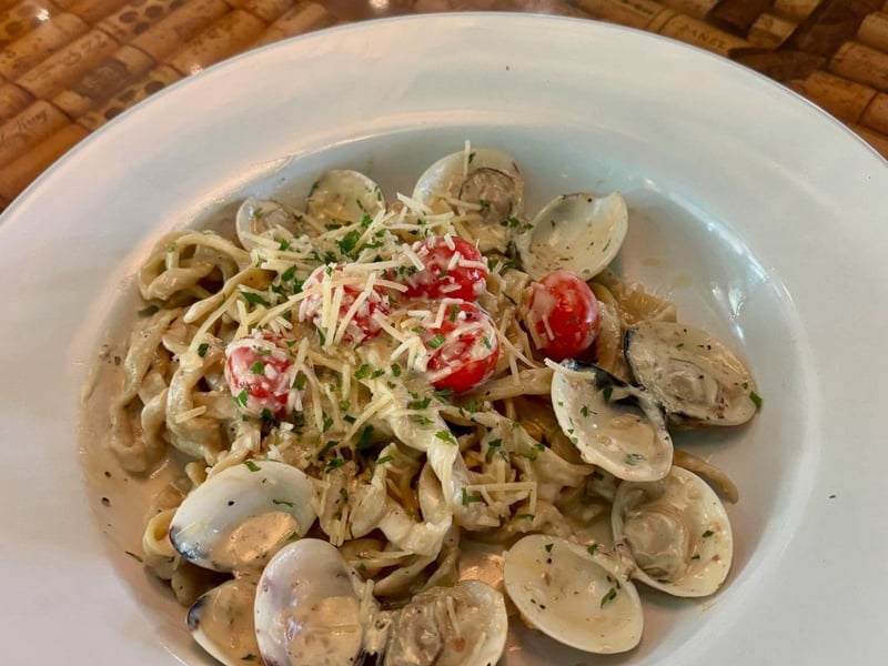 Seafood pasta at Vintij Food  Wine