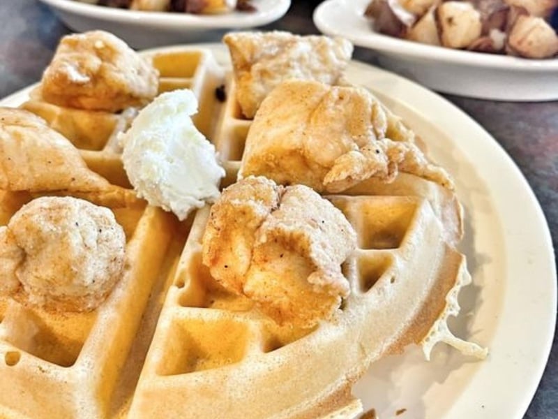 Chicken and waffles at Alphys in Navarre Beach, Florida