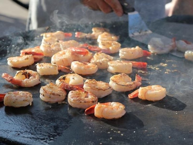 Shrimp on the grill at Sunset Grille