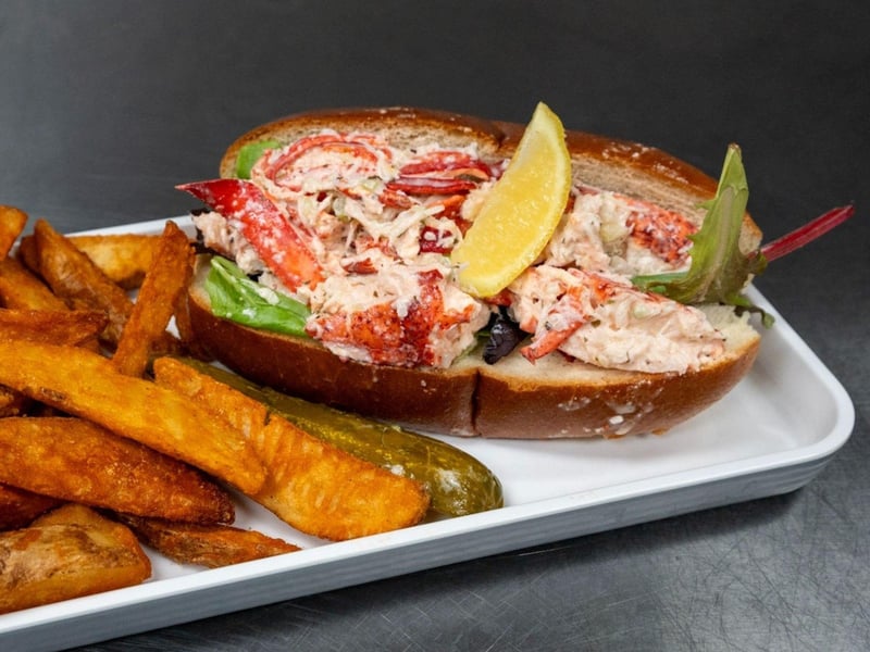 The lobster roll with sweet potato fries