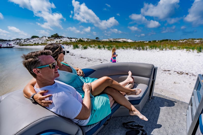 family on a boat rental in Panama City Beach, FL