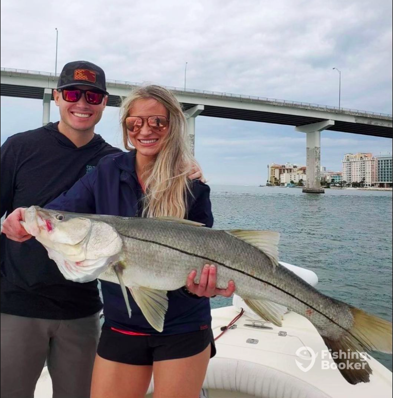 Catches can include Gag Grouper, Blacktip Shark, Mangrove Snapper, Tarpon, Kingfish, Bull Shark, Snook, Tripletail, Redfish, Sheepshead, Speckled Trout, and more