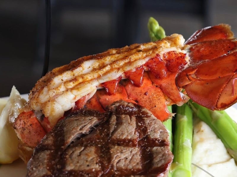Surf and Turf with 6 oz panseared lobster tail and filet
