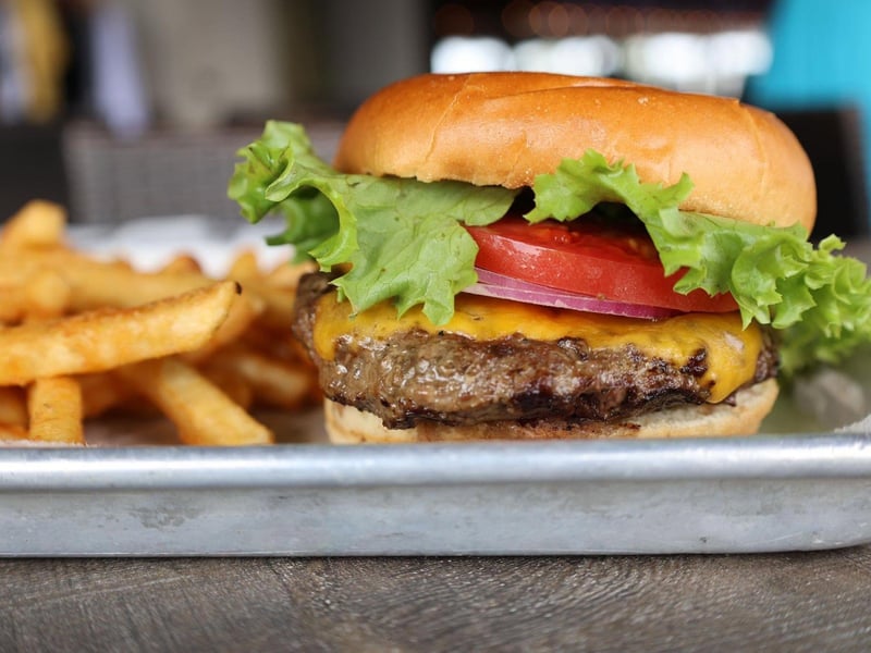 A cheeseburger with fries