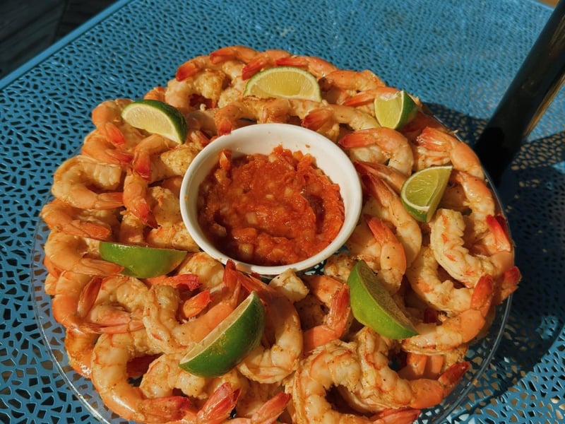 Freshly caught shrimp at LeeBe Fish