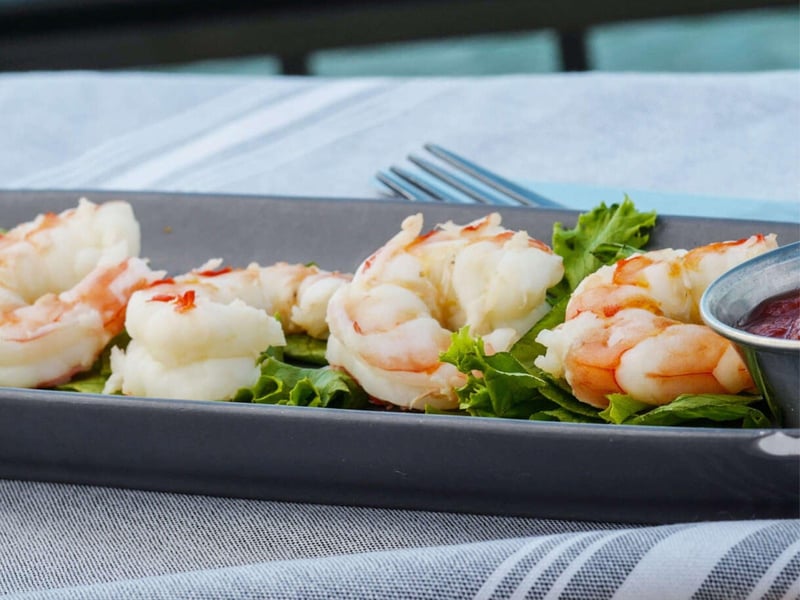Jumbo shrimp with lemon and cocktail sauce
