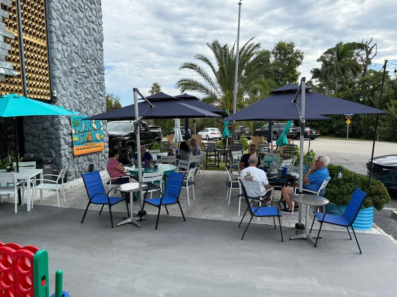 The patio at Marco Island Hideout Restaurant