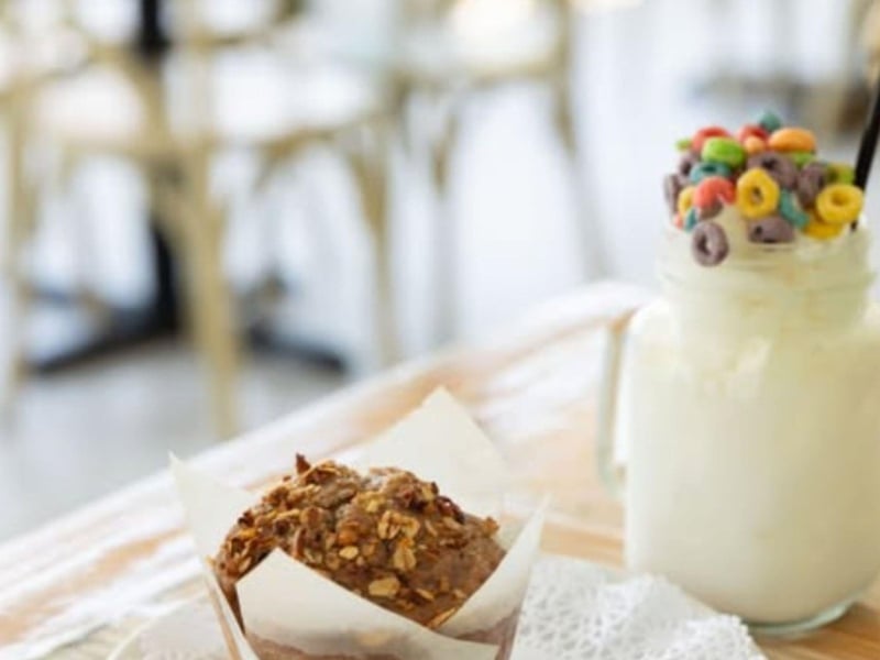 The cereal killer cocktail and a homemade muffin