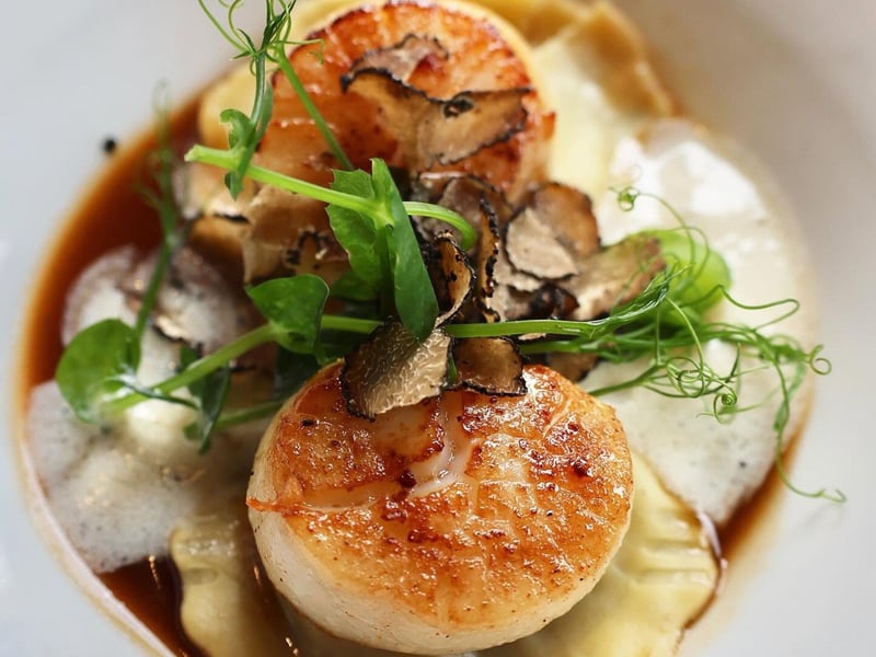 Jumbo sea scallops with porcini foam
