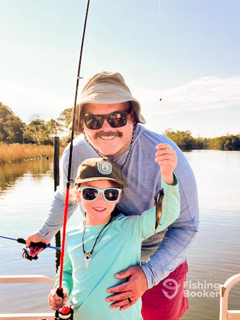 Kids learning to fish in calm, protected waters