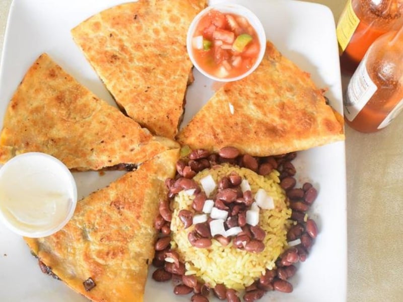 A chicken quesadilla from Hoots