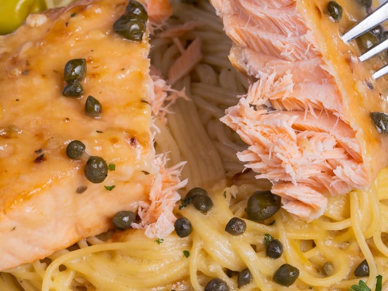 Salmon picatta with a lemon butter sauce