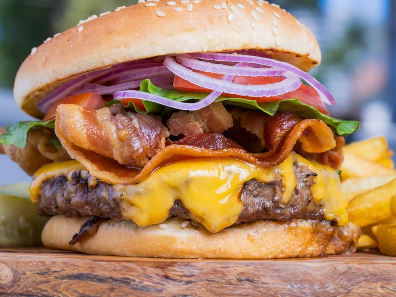 A classic burger with bacon