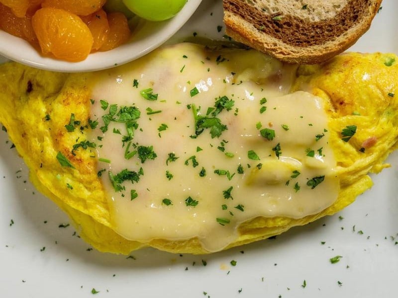 An omelet at Blue Giraffe Island Bar and Grille