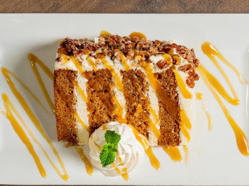 Spiced carrot cake with whipped cream