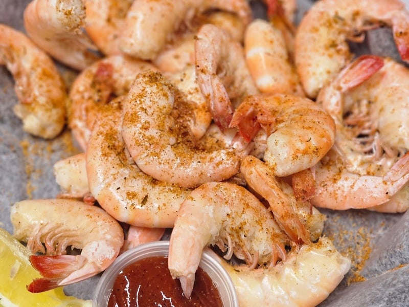 Freshly steamed shrimp