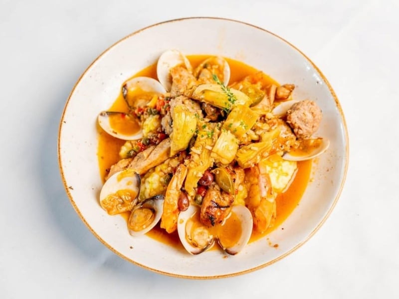 Sunshine paella with saffron risotto