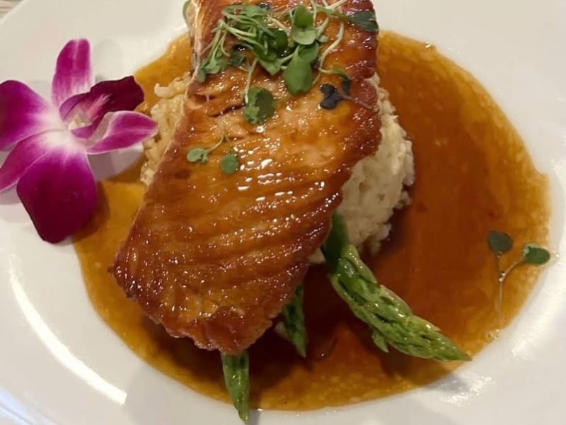 Atlantic Salmon with coconut risotto