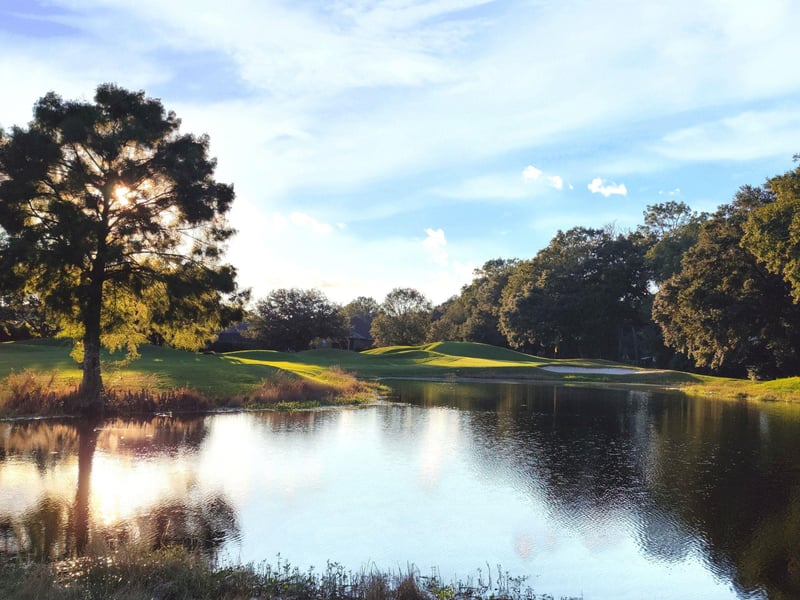A water feature at Glen Lakes