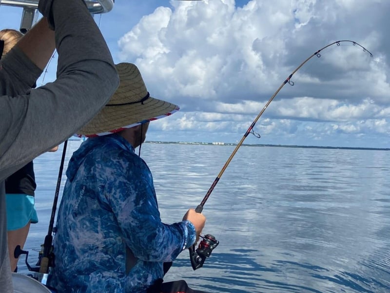 An action shot on board Emerald C Fishing Charters