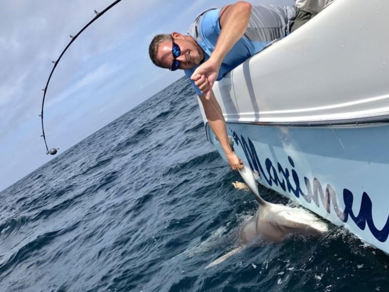 A guest fishing with Maximus Fun Fishing