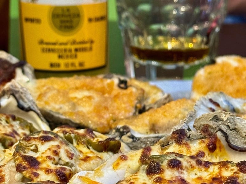Fresh baked oysters at Papa Roccos