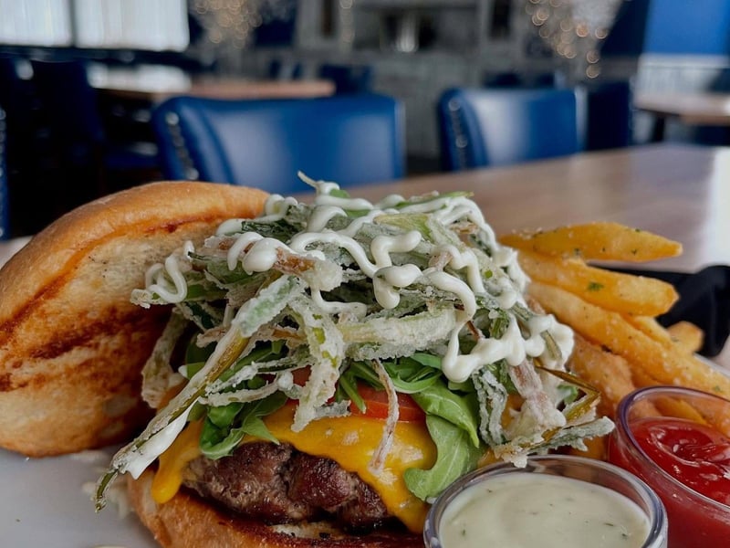 The Boulevard Burger with truffle aioli and crispy onions