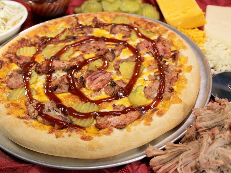 The slowsmoked pulled pork BBQ pizza