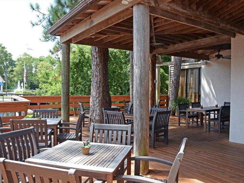 The outdoor patio at Ocean Club Restaurant in Destin, Florida